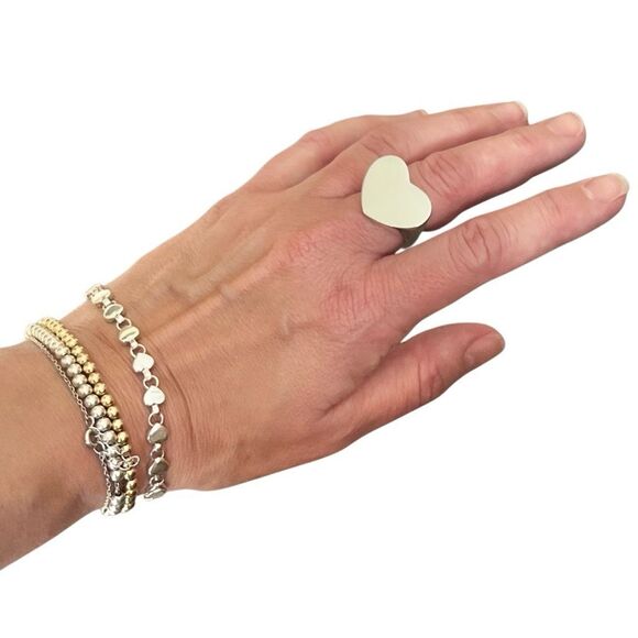 Like New Tiffany & Co Paloma Picasso Double Modern Heart Ring - Silver - sz 7 - Picture 10 of 15